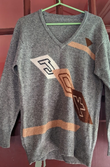 Mid Century vintage wool playing cards sweater